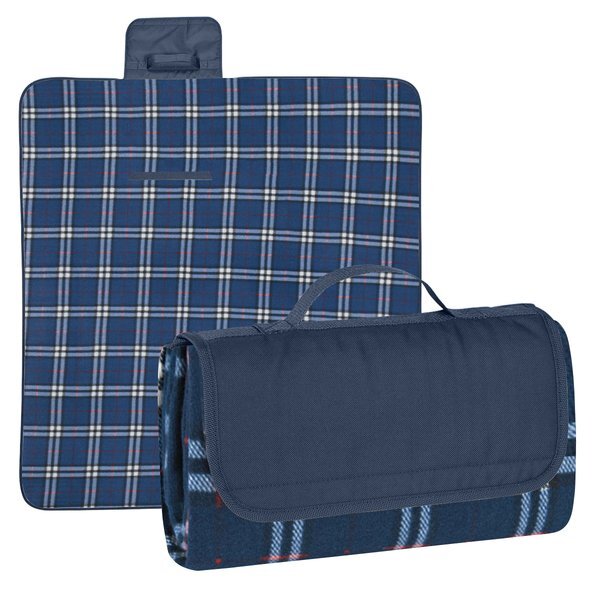 Roll-Up Plaid Picnic Blanket, 52" x 47"