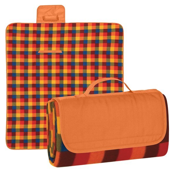 Roll-Up Plaid Picnic Blanket, 52" x 47"