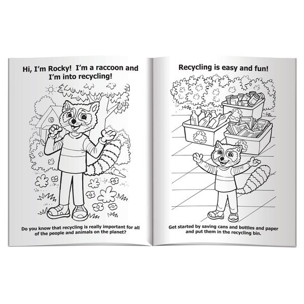 Meet Rocky the Recycling Raccoon Coloring & Activity Book