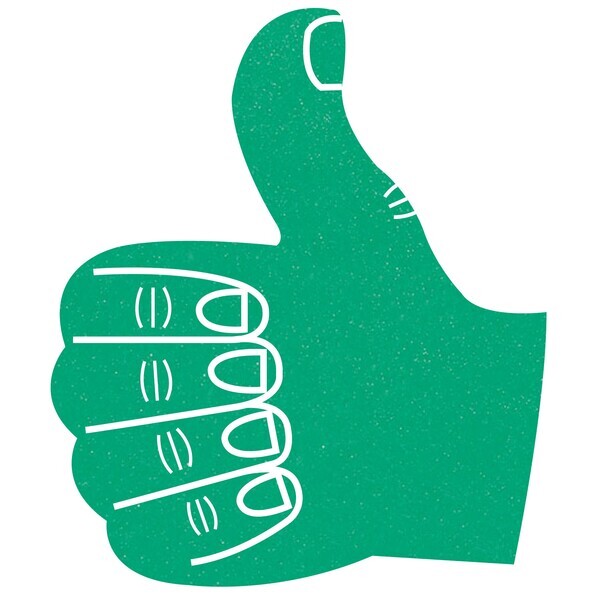 Foam Thumbs Up Hand Mitt, 15"