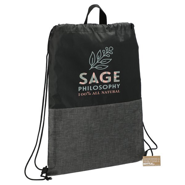 Ash Zippered Recycled Polyester Drawstring Bag