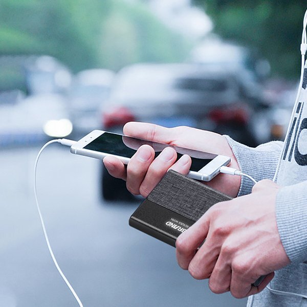 Linen Cloth Encased Wireless Charging Powerbank, 10,000 mAH