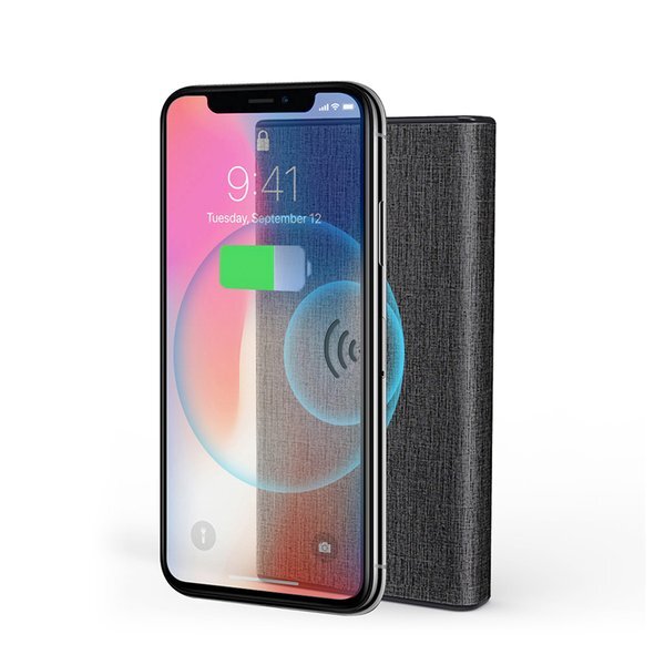 Linen Cloth Encased Wireless Charging Powerbank, 10,000 mAH
