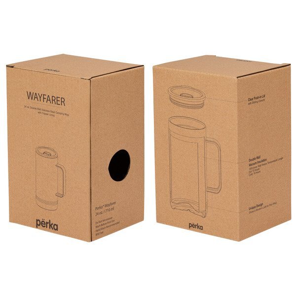 Perka® Wayfarer Double Wall Stainless Steel Mug, 24oz.