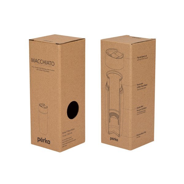 Perka® Macchiato Double Wall Coffee/Tea Press Tumbler, 12oz.