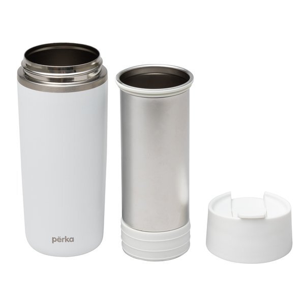 Perka® Macchiato Double Wall Coffee/Tea Press Tumbler, 12oz.