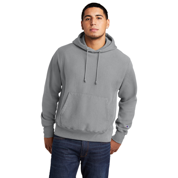 Champion® Reverse Weave® Cotton/Poly Fleece Garment-Dyed Men's Hooded Sweatshirt