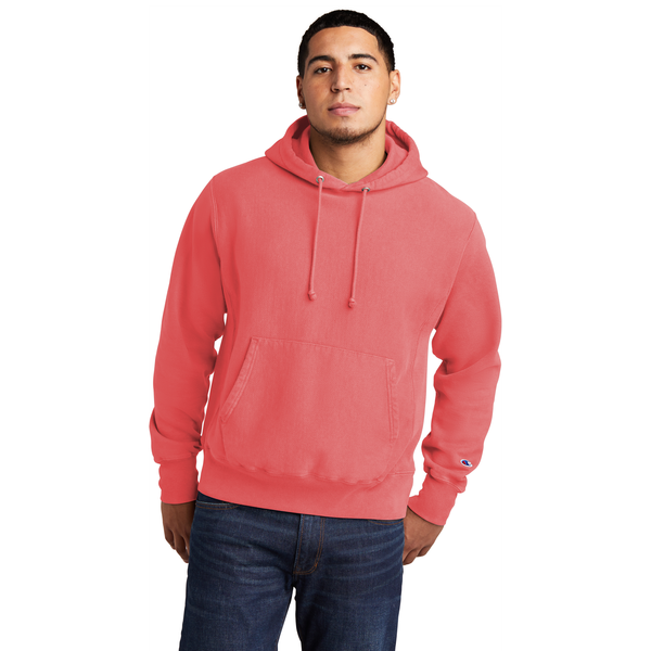 Champion® Reverse Weave® Cotton/Poly Fleece Garment-Dyed Men's Hooded Sweatshirt