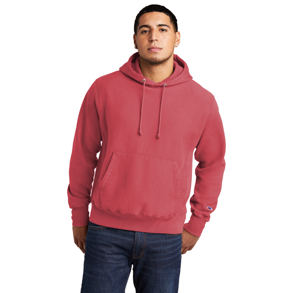 Champion® Reverse Weave® Cotton/Poly Fleece Garment-Dyed Men's Hooded Sweatshirt
