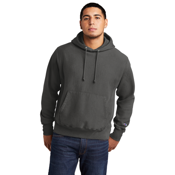 Champion® Reverse Weave® Cotton/Poly Fleece Garment-Dyed Men's Hooded Sweatshirt