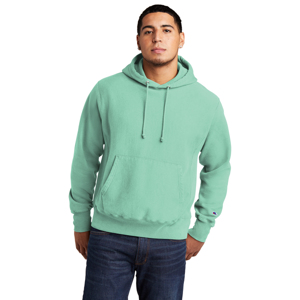 Champion® Reverse Weave® Cotton/Poly Fleece Garment-Dyed Men's Hooded Sweatshirt