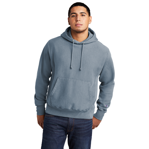 Champion® Reverse Weave® Cotton/Poly Fleece Garment-Dyed Men's Hooded Sweatshirt