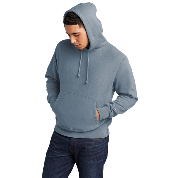 Champion® Reverse Weave® Cotton/Poly Fleece Garment-Dyed Men's Hooded Sweatshirt