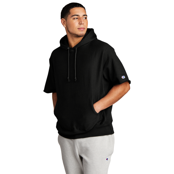 Champion® Reverse Weave® Cotton/Poly Fleece Men's Short Sleeve Hooded Sweatshirt
