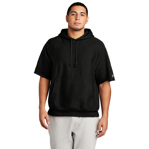 Champion® Reverse Weave® Cotton/Poly Fleece Men's Short Sleeve Hooded Sweatshirt