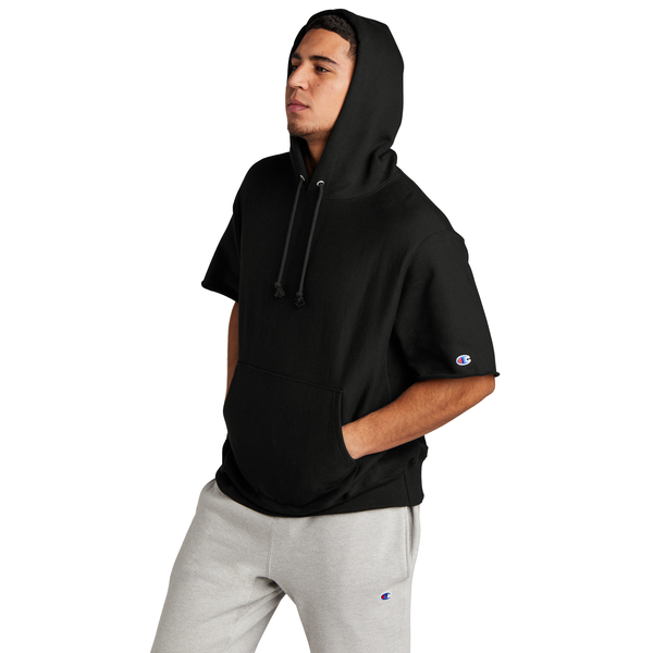 Champion® Reverse Weave® Cotton/Poly Fleece Men's Short Sleeve Hooded Sweatshirt