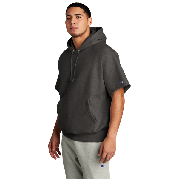 Champion® Reverse Weave® Cotton/Poly Fleece Men's Short Sleeve Hooded Sweatshirt