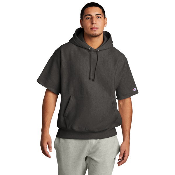 Champion® Reverse Weave® Cotton/Poly Fleece Men's Short Sleeve Hooded Sweatshirt