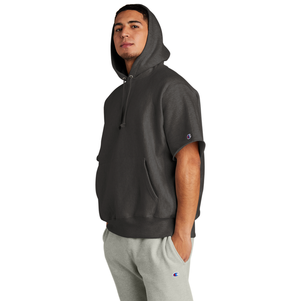 Champion® Reverse Weave® Cotton/Poly Fleece Men's Short Sleeve Hooded Sweatshirt