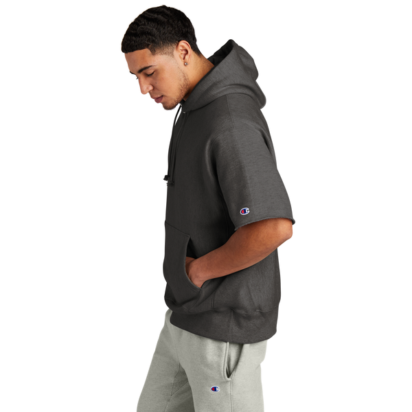 Champion® Reverse Weave® Cotton/Poly Fleece Men's Short Sleeve Hooded Sweatshirt