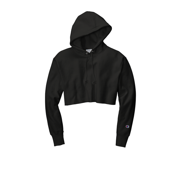 Champion® Reverse Weave® Cotton/Poly Fleece Cropped Cut-Off Ladies' Hooded Sweatshirt