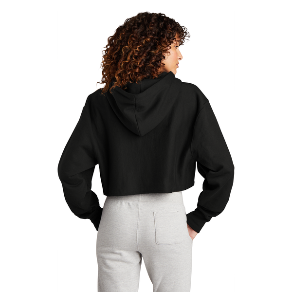 Champion® Reverse Weave® Cotton/Poly Fleece Cropped Cut-Off Ladies' Hooded Sweatshirt