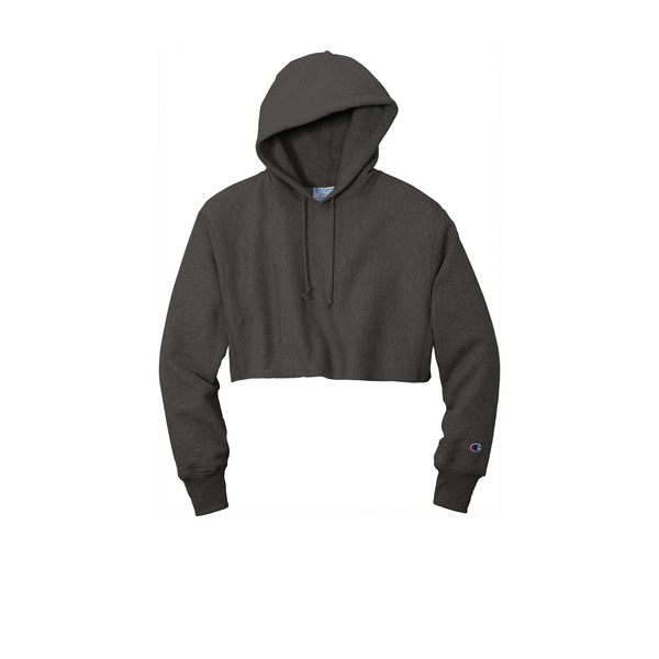 Champion® Reverse Weave® Cotton/Poly Fleece Cropped Cut-Off Ladies' Hooded Sweatshirt