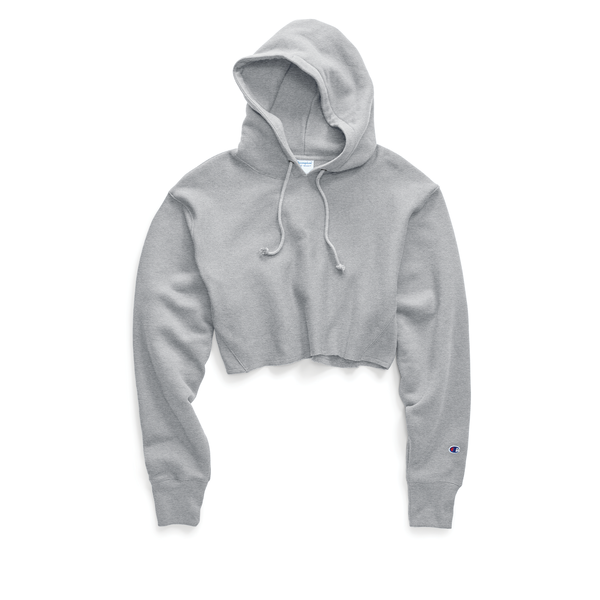 Champion® Reverse Weave® Cotton/Poly Fleece Cropped Cut-Off Ladies' Hooded Sweatshirt