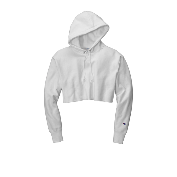 Champion® Reverse Weave® Cotton/Poly Fleece Cropped Cut-Off Ladies' Hooded Sweatshirt