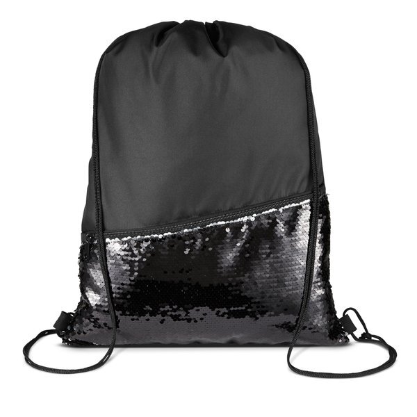 Sequin Pongee Drawstring Bag