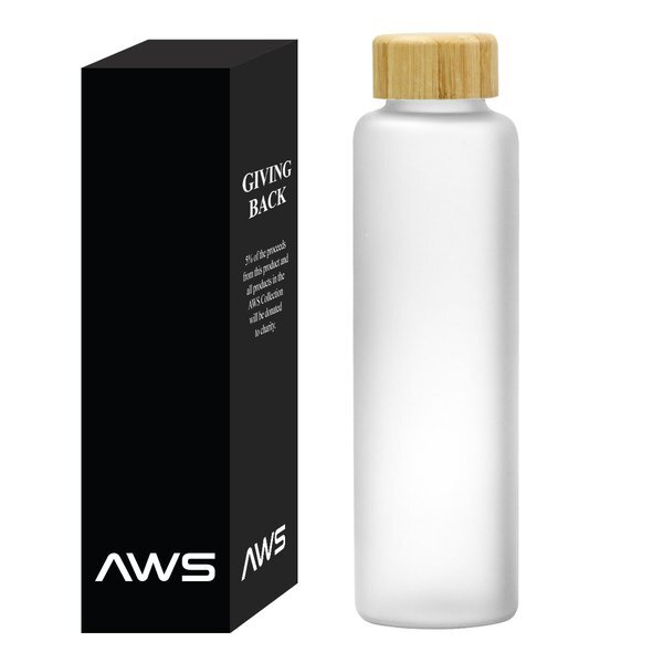 Belle AWS Glass Bottle w/ Bamboo Lid, 20oz.