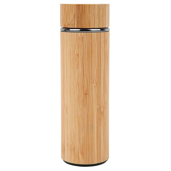 Bamboo & Stainless Steel Copper Lined Vacuum Insulated Water Bottle, 16oz.