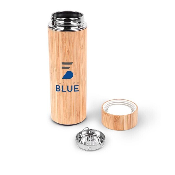 Bamboo & Stainless Steel Copper Lined Vacuum Insulated Water Bottle, 16oz.