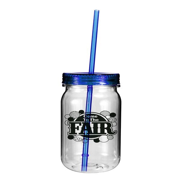 Plastic Mason Jar Tumbler, 24oz.