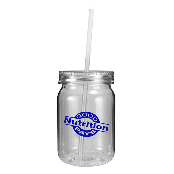 Plastic Mason Jar Tumbler, 24oz.