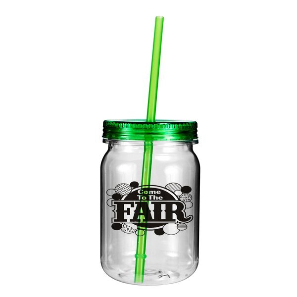Plastic Mason Jar Tumbler, 24oz.