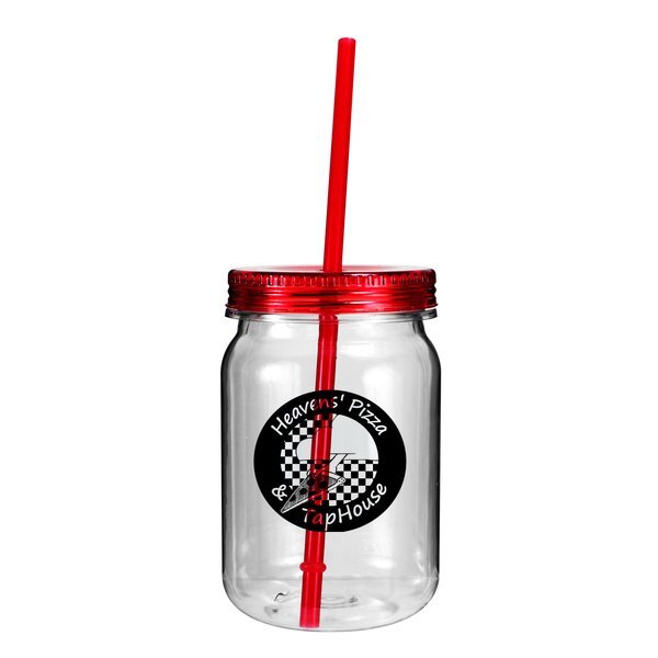 Plastic Mason Jar Tumbler, 24oz.