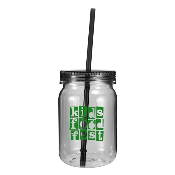 Plastic Mason Jar Tumbler, 24oz.