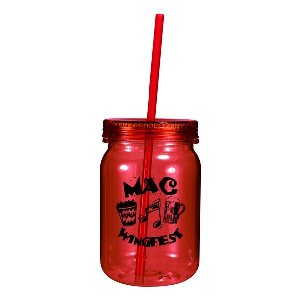Plastic Mason Jar Tumbler, 24oz.