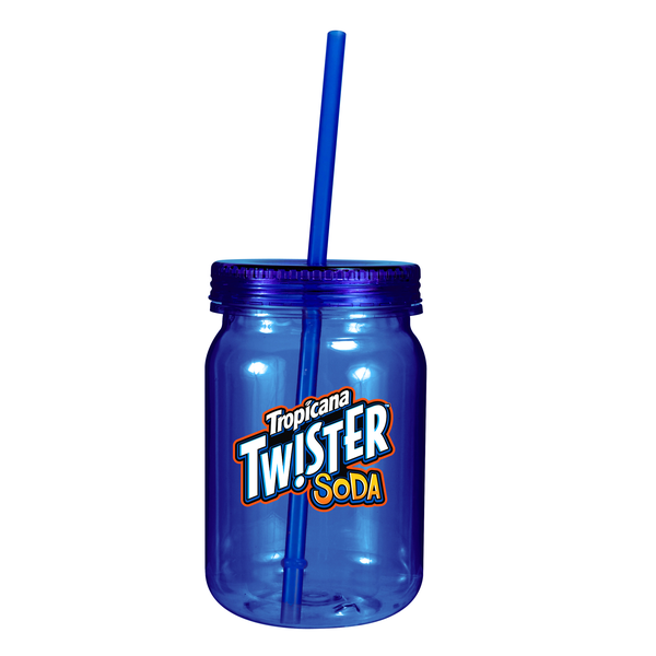 Plastic Mason Jar Tumbler, 24oz. w/ Full Color Imprint