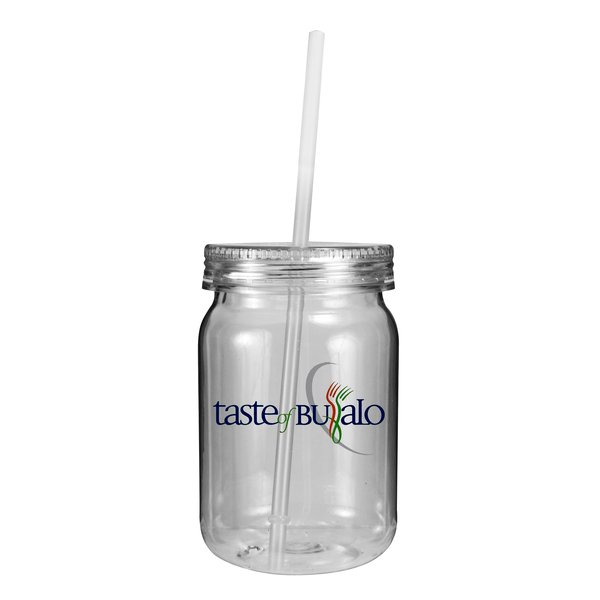 Plastic Mason Jar Tumbler, 24oz. w/ Full Color Imprint