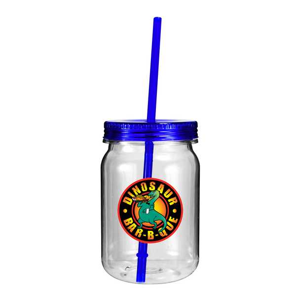 Plastic Mason Jar Tumbler, 24oz. w/ Full Color Imprint