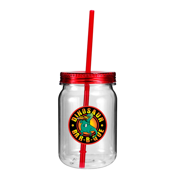 Plastic Mason Jar Tumbler, 24oz. w/ Full Color Imprint