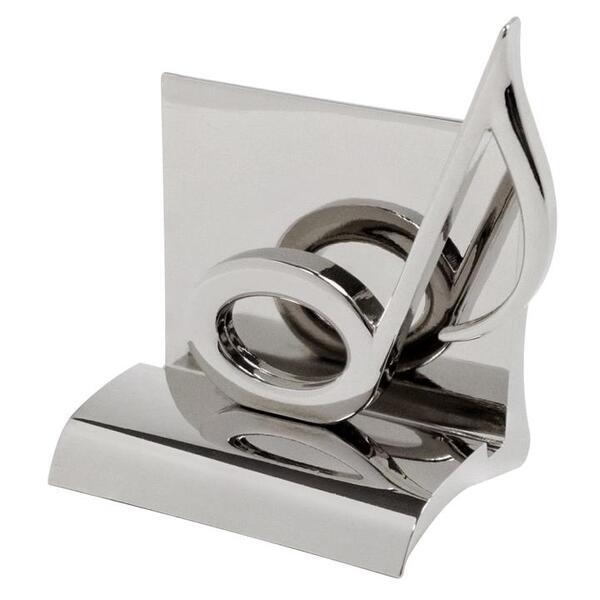 Chrome Business Card Holder, Music Note