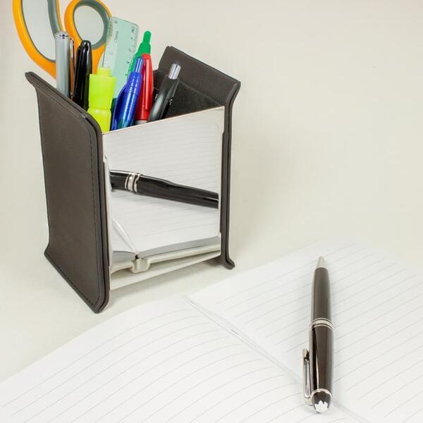 Executive Leatherette Mirrored Pen Holder