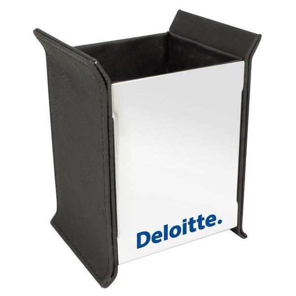 Executive Leatherette Mirrored Pen Holder
