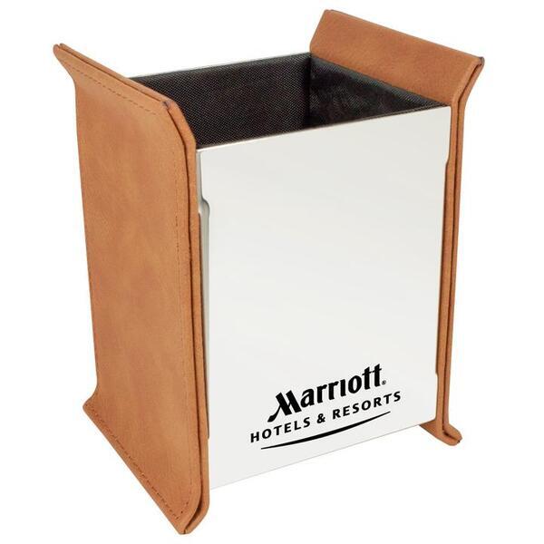 Executive Leatherette Mirrored Pen Holder