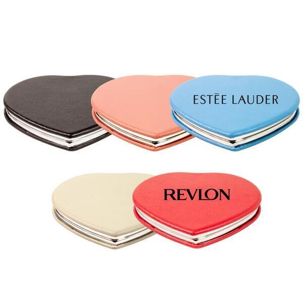 Heart Leatherette Compact Mirror