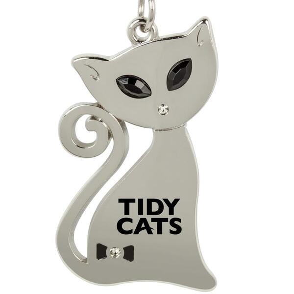 Metal Cat Key Chain w/ Crystal Eyes