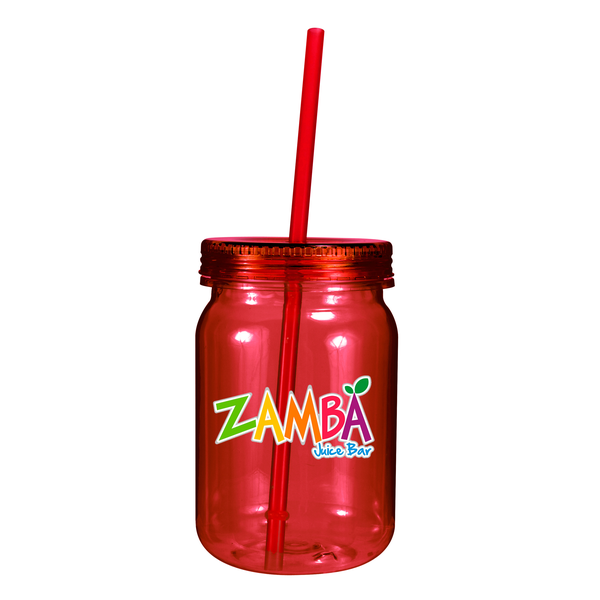 Plastic Mason Jar Tumbler, 24oz. w/ Full Color Imprint